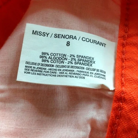 Nine West Missy Capris 8/29 Orange/Coral 2 Back Pocket Sparkle Embellishments - Picture 9 of 16